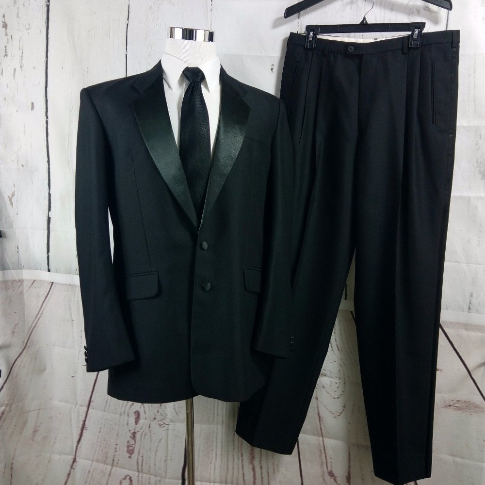 Custom Made 43L Black Tuxedo 2pc Suit